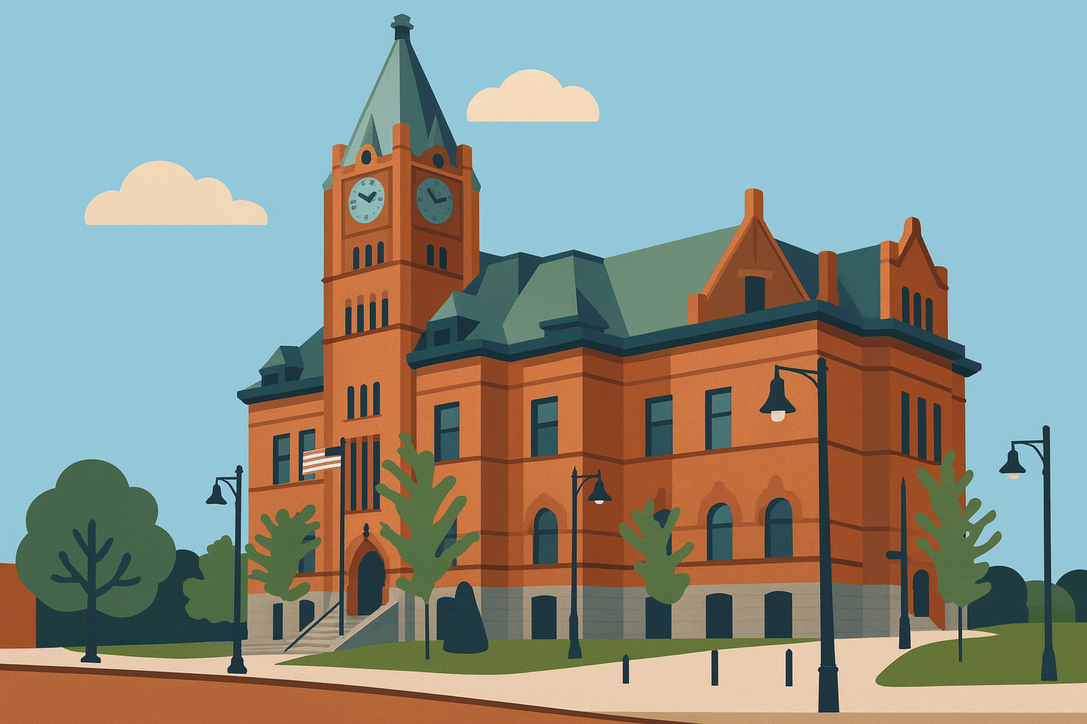 Brockton city hall and construction plans representing building permits in Brockton, MA